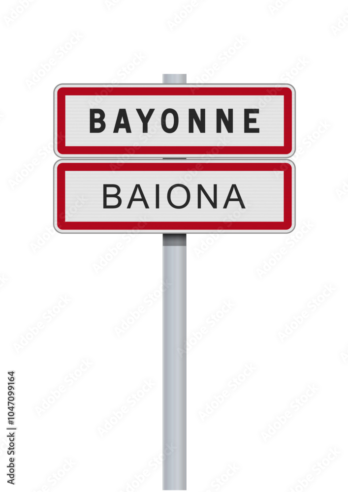 Panneau d'entrée de la ville de Bayonne, Baiona en basque (Pyrénées-Atlantiques) en vectoriel Panneau d'entrée de la ville de Bayonne, Baiona en basque (Pyrénées-Atlantiques) en vectoriel