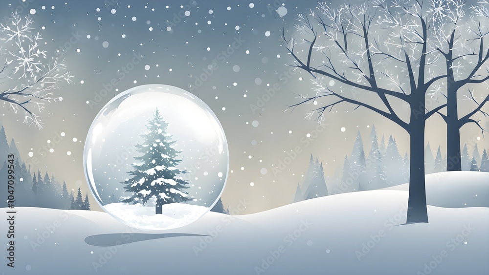 Fototapeta premium Abstract snow globe with only the faint silhouette of a winter landscape inside