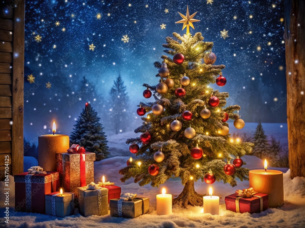 Enchanting Night Photography of Christmas Elements: Lights, Decor, and Winter Magic Enchanting Night Photography of Christmas Elements: Lights, Decor, and Winter Magic