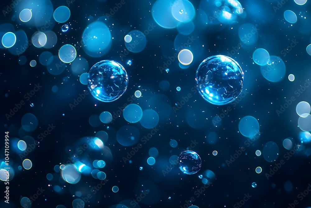 Bubbles floating in deep blue water on a tranquil evening Bubbles floating in deep blue water on a tranquil evening