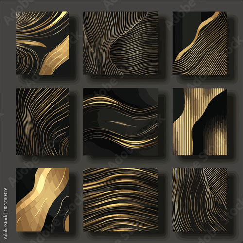 Elegant Black and Gold Cover Design Set for Modern Projects