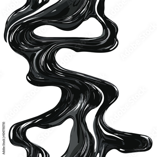 Mesmerizing Seamless Design Element with Black Liquid Flowing Down, Abstract Background Concept