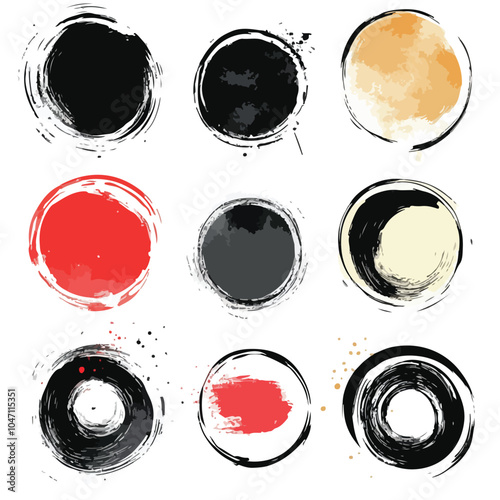 Bundle of Vector Ink Paint Brush Stroke Grunge Design Element