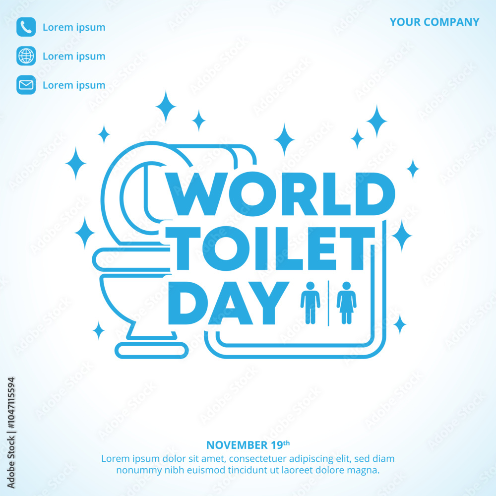 Fototapeta premium World Toilet Day background with illustration of a clean toilet