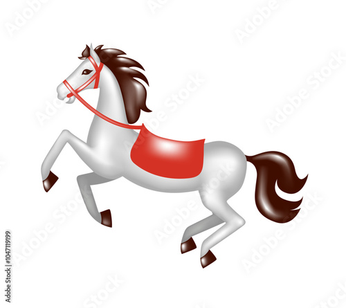 Horse. Vector 3D clipart isolated on white background.