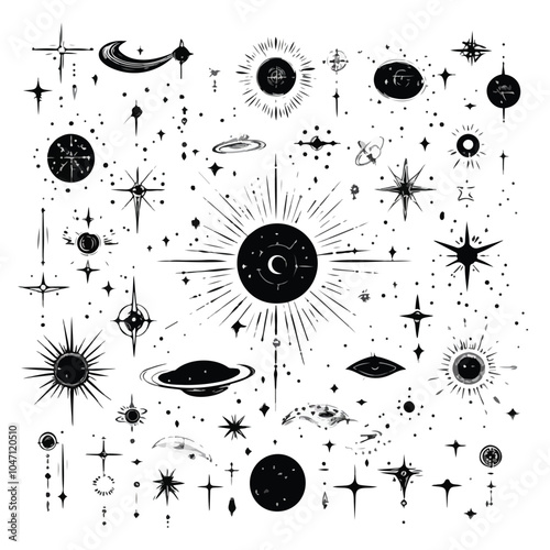 Mystical Cosmic Symbolic Composition with Intriguing Lines