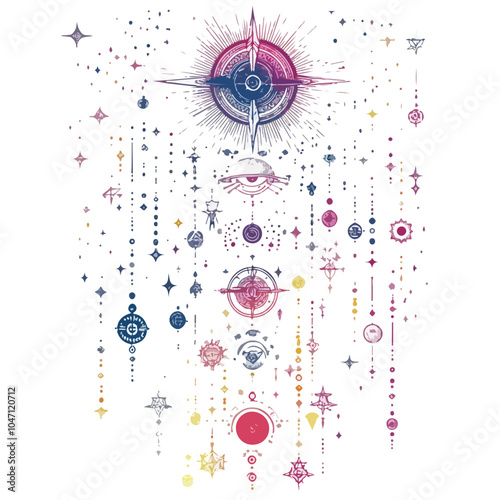 Mystical Cosmic Symbolic Composition with Intriguing Lines