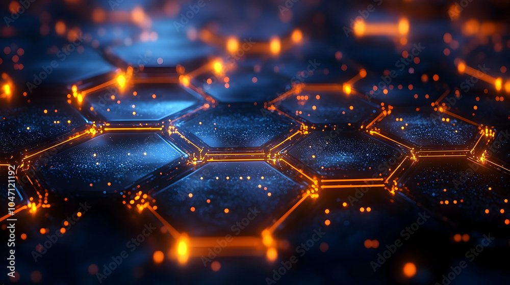 Abstract 3D Hexagon Pattern with Glowing Orange Lines Abstract 3D Hexagon Pattern with Glowing Orange Lines