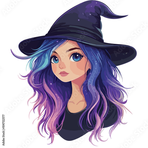 Enchanting Young Witch with Iridescent Hair