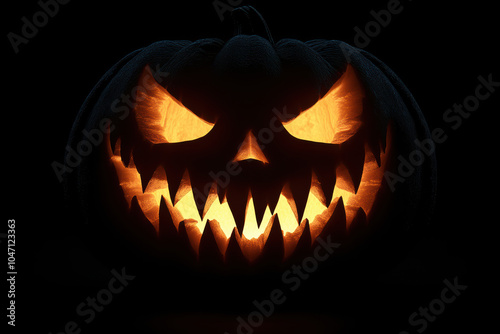 Scary Jack-o'-Lantern Face Glowing in the Dark