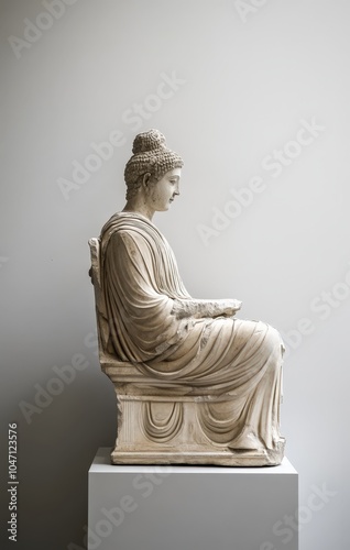 Serene stone statue of a figure in contemplative pose