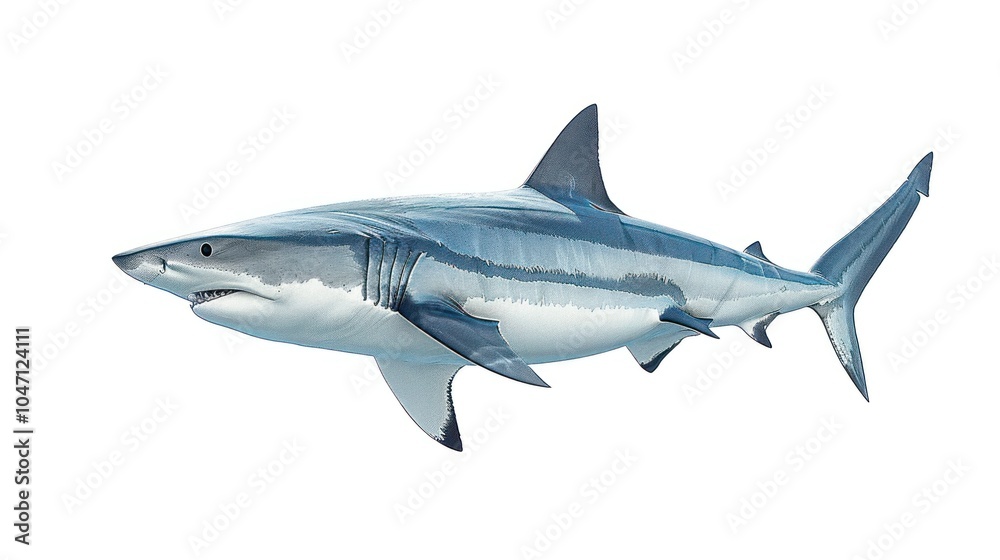 A Great White Shark Swimming in the Ocean A Great White Shark Swimming in the Ocean