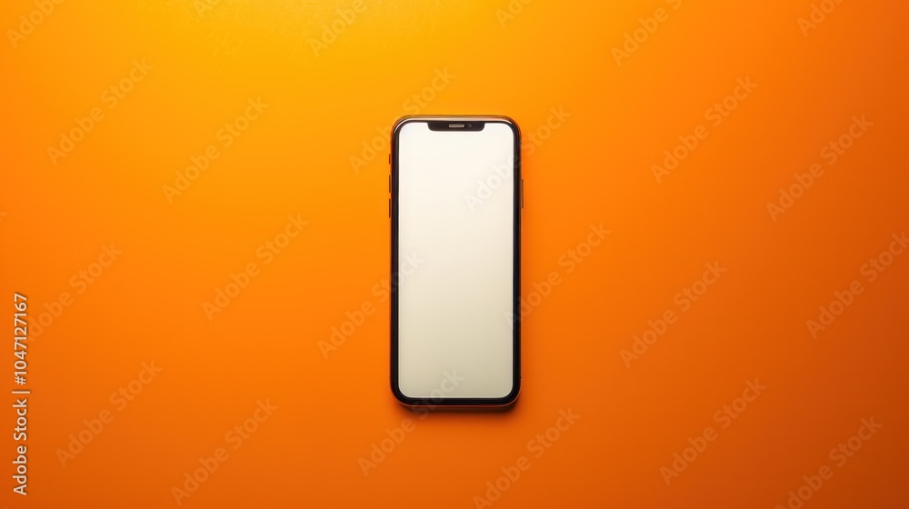 Smartphone with Blank White Screen on Orange Background Smartphone with Blank White Screen on Orange Background