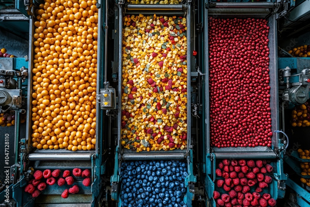 custom made wallpaper toronto digitalOverhead View of a Fruit Sorting Machine with Various Fruits