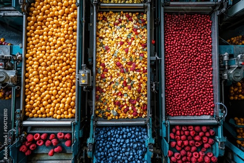 Wallpaper Mural Overhead View of a Fruit Sorting Machine with Various Fruits Torontodigital.ca