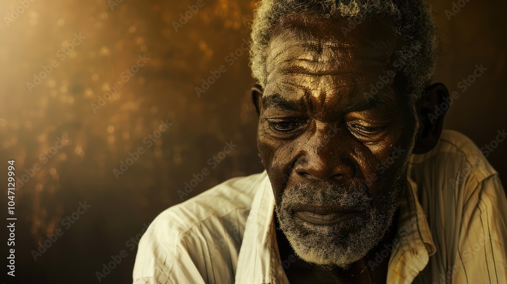 Close-up Portrait of an Elderly Man with Wrinkled Skin and a Graying Beard
