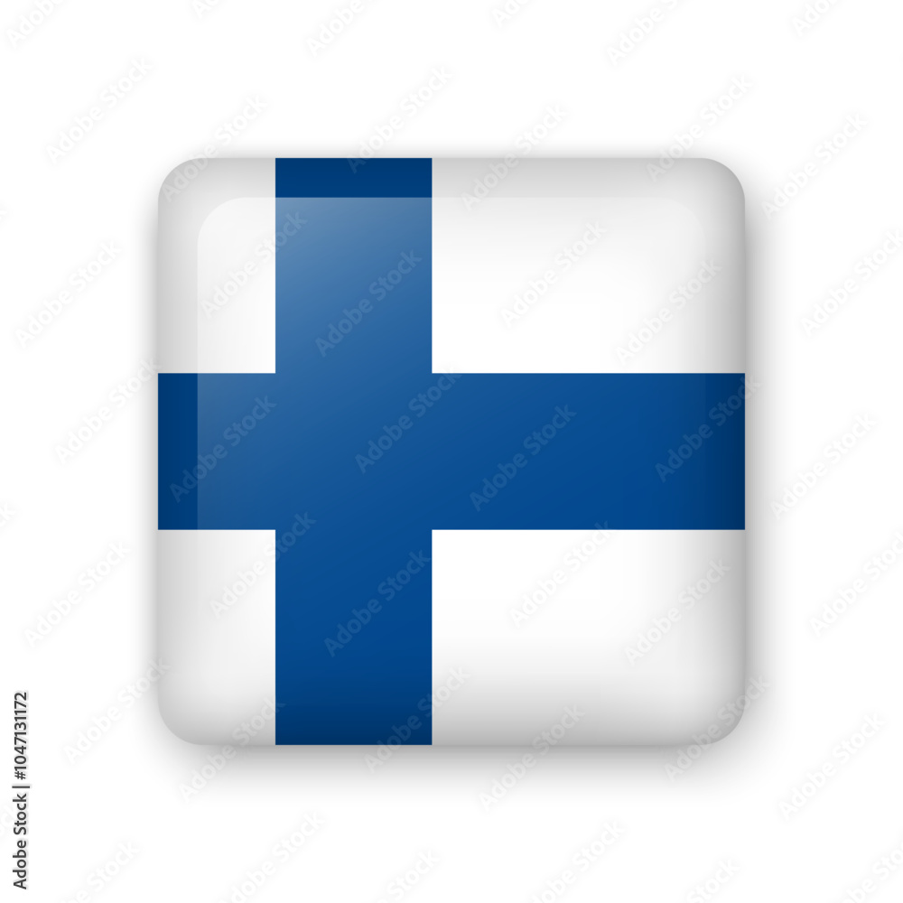 Obraz premium Finland flag glass icon. Square vector element with shadow. Best for mobile apps, UI and web design.