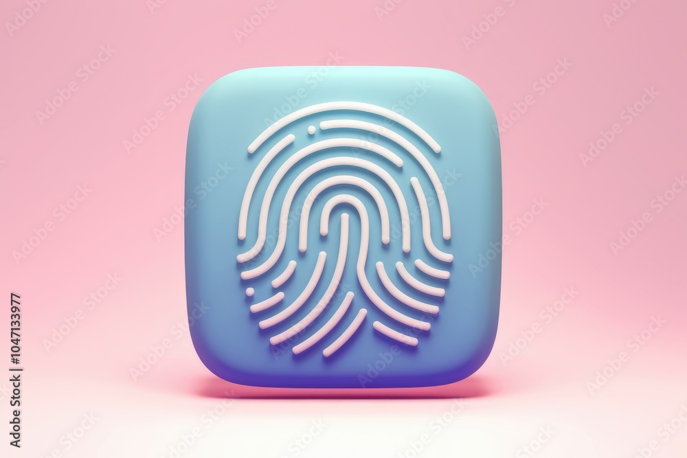 A blue square button with a white fingerprint icon. A blue square button with a white fingerprint icon.