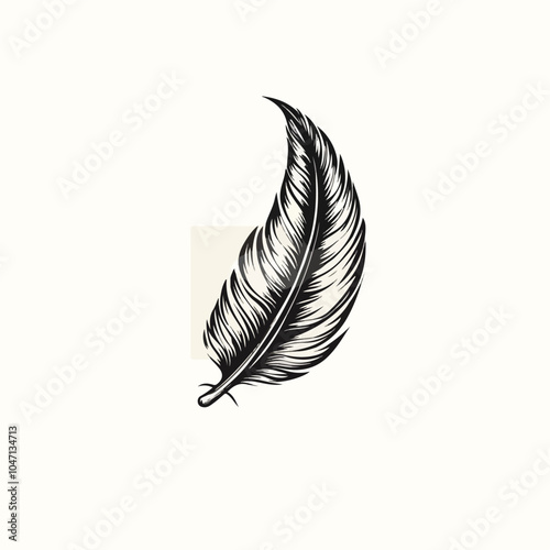 Elegant Feather Ink Logo Design Template Vector Illustration