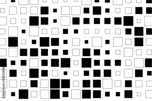 Randomized black squares arranged in a structured grid pattern on a clean white background.