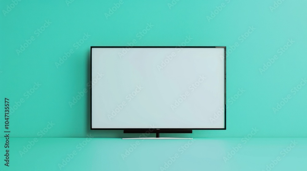 Modern Black Flat Screen TV on a Turquoise Wall Modern Black Flat Screen TV on a Turquoise Wall