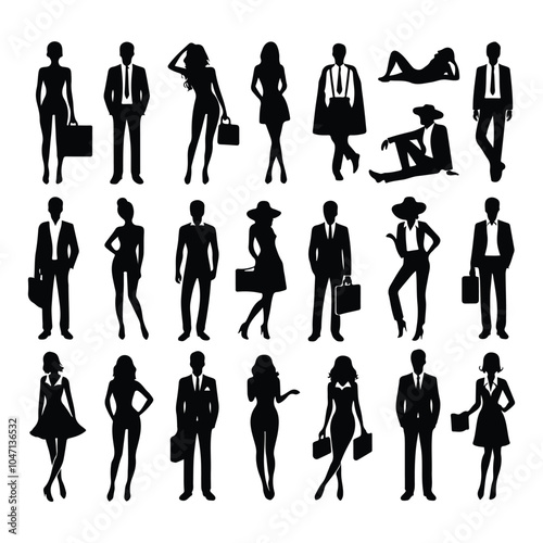 Shilhoutte people symbols vector set on a white background