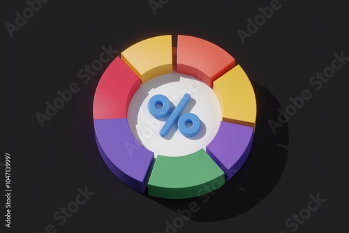 A colorful pie chart with a percentage symbol in the center illustrating data visualization. Free Download A colorful pie chart with a percentage symbol in the center illustrating data visualization. - GFXLoad