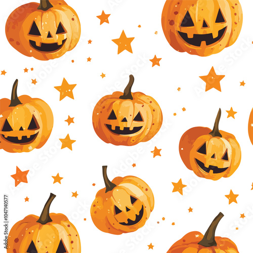 Funny Halloween Seamless Pumpkin Pattern for Festive Designs
