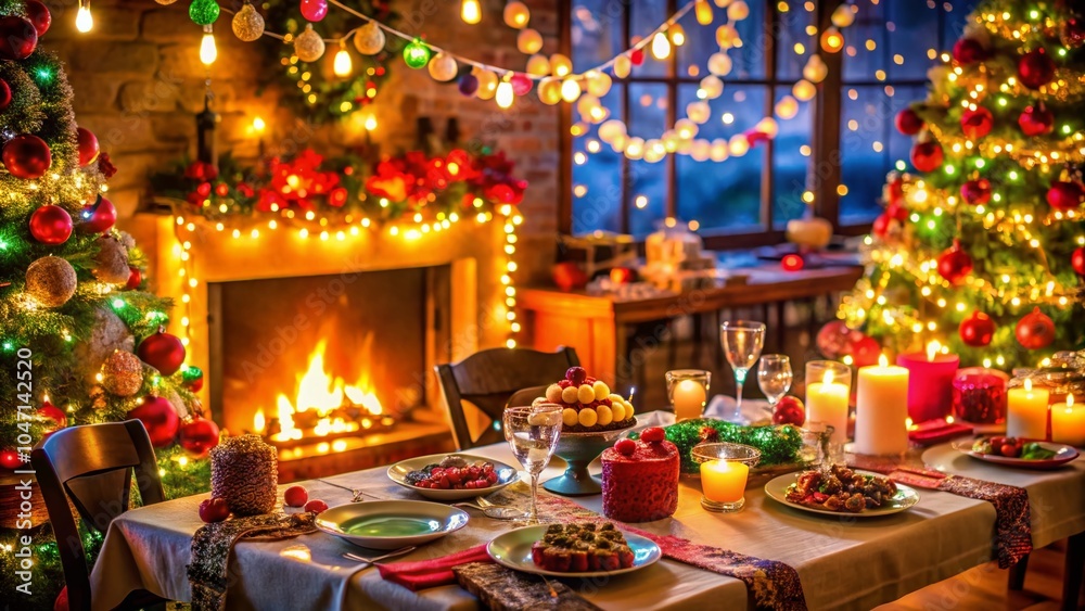 Magical Christmas After Party with Bokeh Lights and Festive Decor for Holiday Cheer Magical Christmas After Party with Bokeh Lights and Festive Decor for Holiday Cheer
