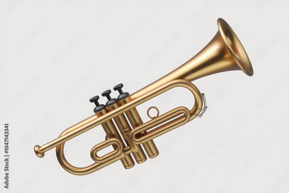 Fototapeta premium A golden trumpet a brass instrument used in orchestras and jazz bands.