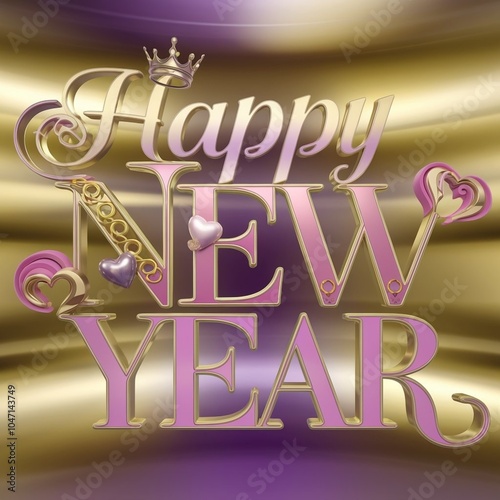 happy new year 3d render photo