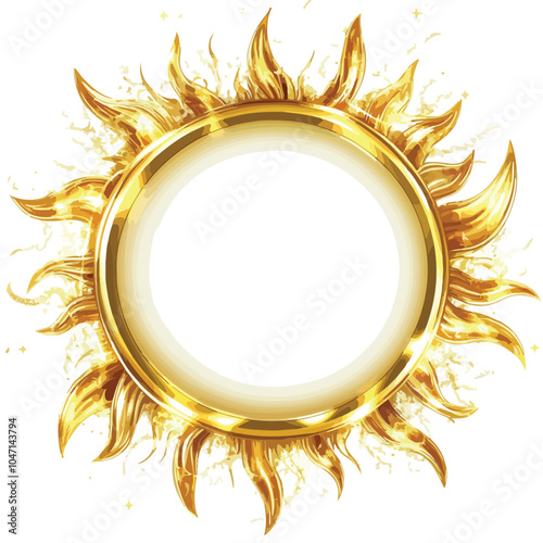 Elegant Golden Circular Frame with Floral Design for Creative Projects