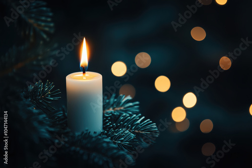 Elegant White Candle with Soft Glow