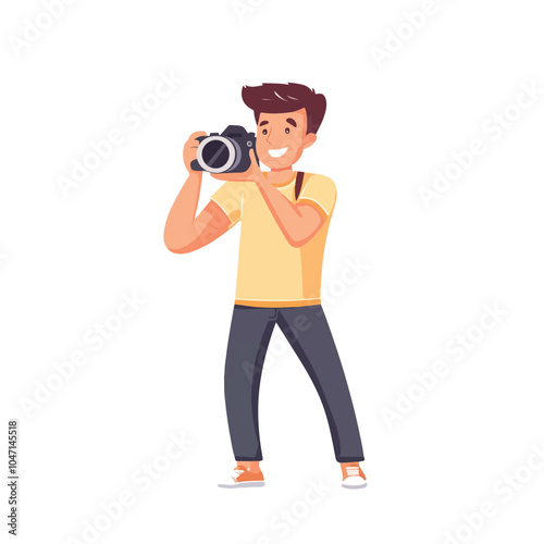 Professional Photographer Captures Joyful Moment with SLR Camera