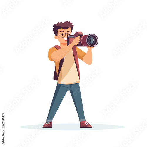 Professional Photographer Captures Joyful Moment with SLR Camera