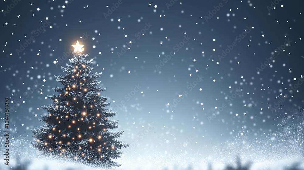 Christmas tree illustration with glowing snowflakes Christmas tree illustration with glowing snowflakes