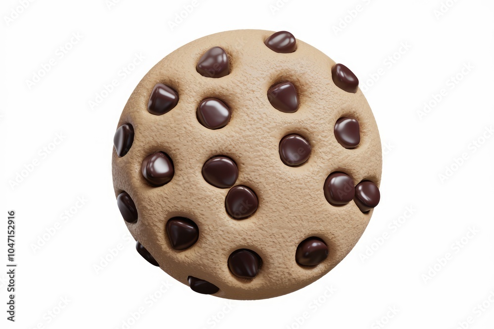 A close up of a round chocolate chip cookie. A close up of a round chocolate chip cookie.
