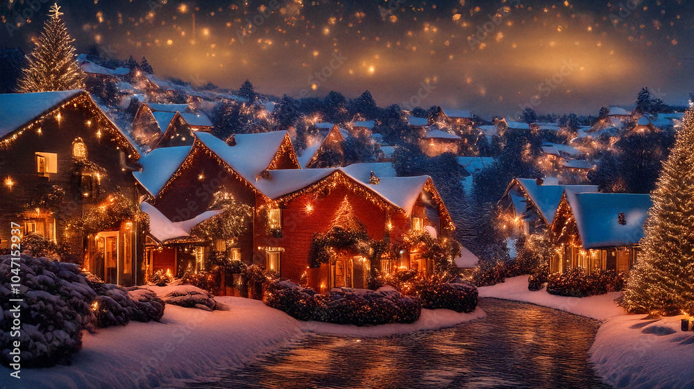 Christmas Harmony in a Magical Winter Village with Festive Wonder ...