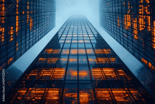 Wallpaper Mural Illuminated Glass Facade of Modern Skyscrapers Torontodigital.ca