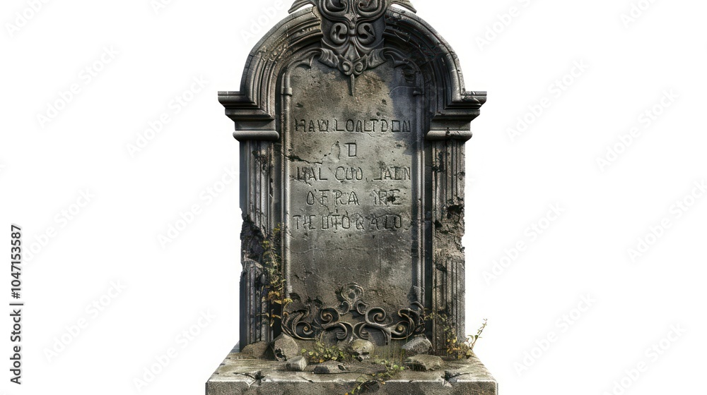Obraz premium Isolated Halloween tombstone with creepy inscriptions on a white background