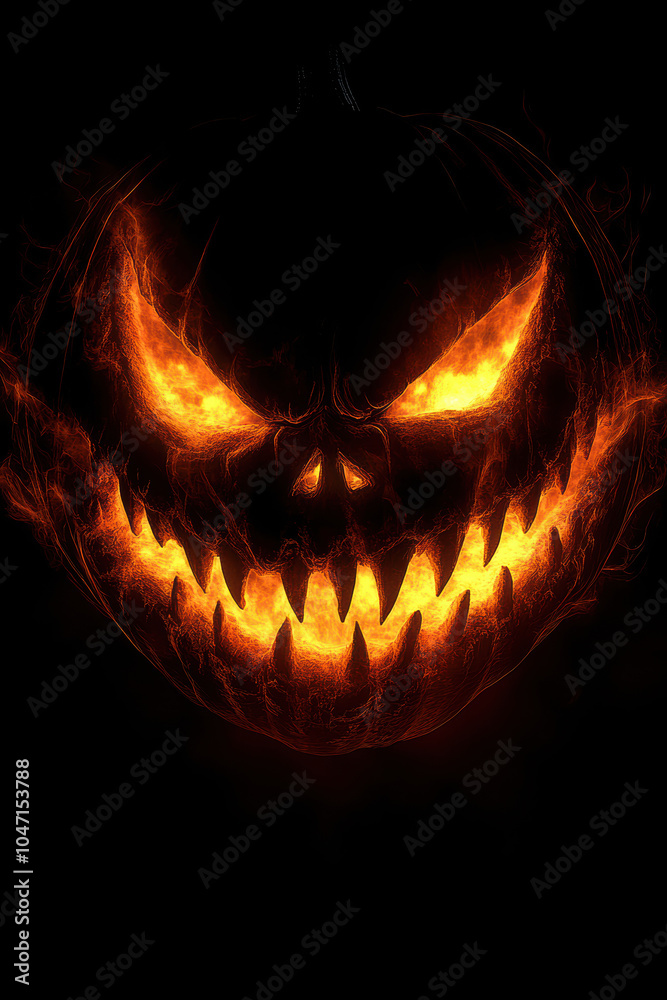 Spooky Halloween Pumpkin with Sharp Teeth