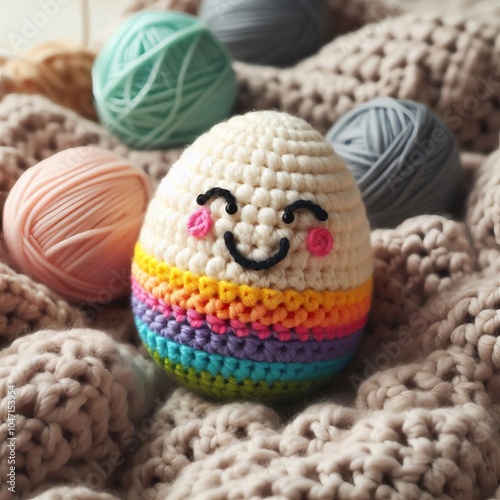 Crocheted Egg Egg crocheted from yarn photo