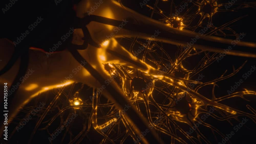 Macro Animation Neurons in the Brain. Cells Sending Electrical and Chemical Signals. 3d render animation