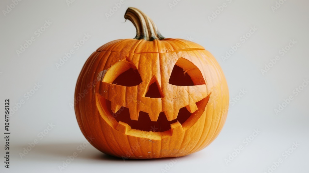 Isolated jack-o'-lantern with a wide grin on a white background Isolated jack-o'-lantern with a wide grin on a white background