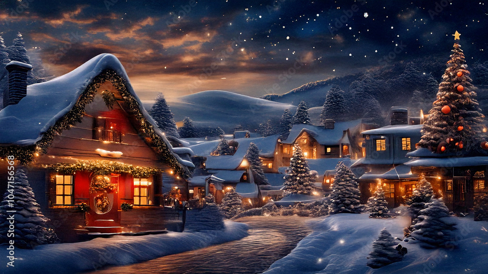 Christmas Harmony in a Magical Winter Village with Festive Wonder ...