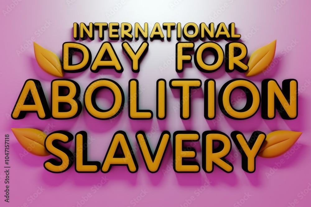 3D text graphic celebrating International Day for the Abolition of Slavery. 3D text graphic celebrating International Day for the Abolition of Slavery.