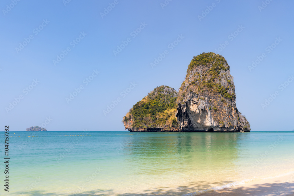 Beautiful beach at Railay Beach, a destination of tourist in Krabi province, southern of Thailand Beautiful beach at Railay Beach, a destination of tourist in Krabi province, southern of Thailand
