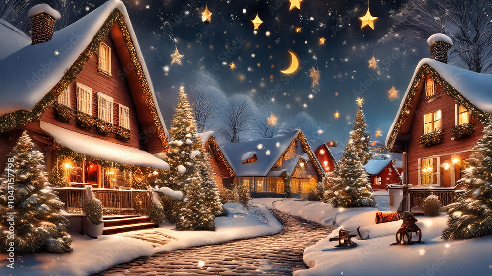 Christmas Harmony in a Magical Winter Village with Festive Wonder ...