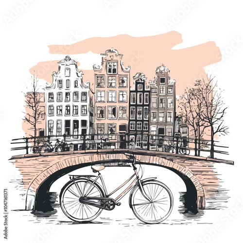 Amsterdam Cityscape with Architectural Bridges and Bicycles