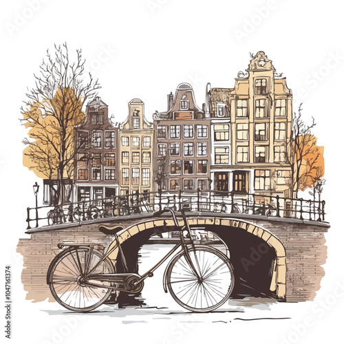 Amsterdam Cityscape with Architectural Bridges and Bicycles